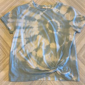 Z Supply Short-sleeve Light Blue Tie Dye Knotted Top - Size M 10/12